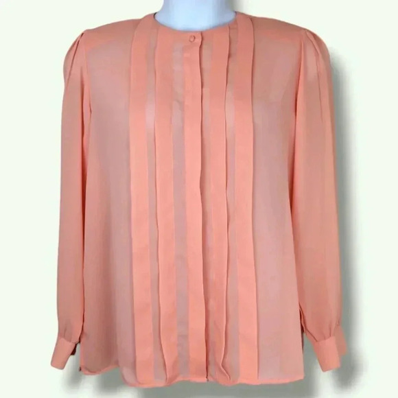 Vintage Diane Von Furstenberg Long Sleeve Pleated  Blouse - Picture 1 of 6